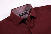 Calvetti Mens Dress Shirts Wrinkle Free Regular Long Sleeve Shirts - BURGUNDY - Image 3