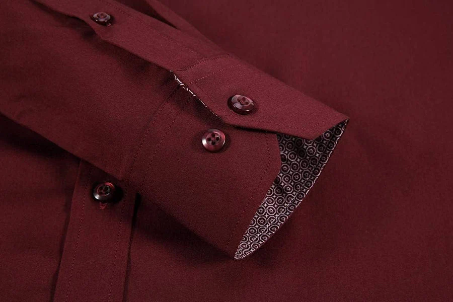 Calvetti Mens Dress Shirts Wrinkle Free Regular Long Sleeve Shirts - BURGUNDY - Image 5