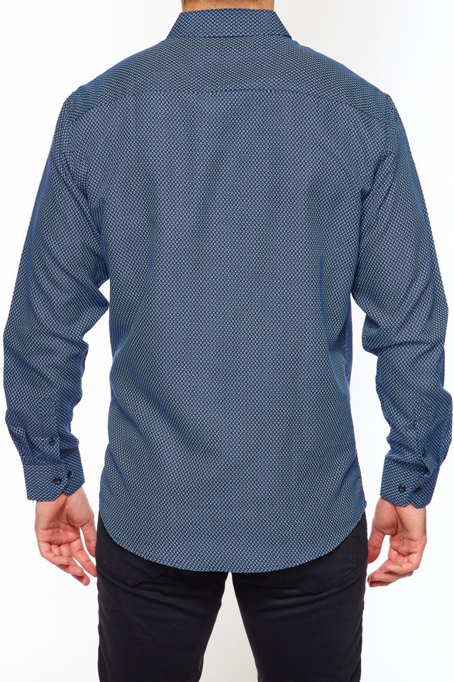 Mens Long Sleeve Printed Casual Button-Down Shirts HLS2004-107 - Image 2