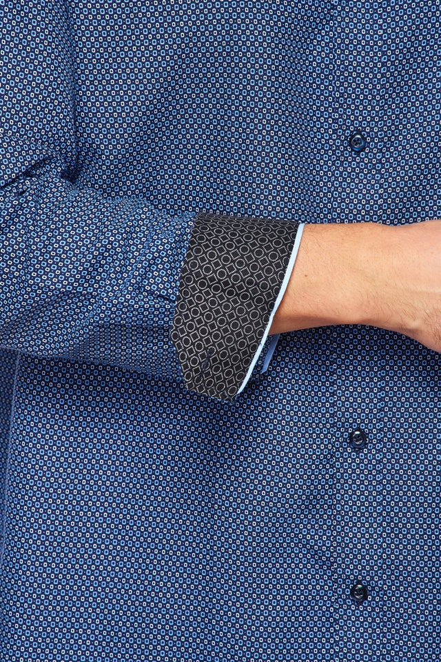 Mens Long Sleeve Printed Casual Button-Down Shirts HLS2004-107 - Image 5