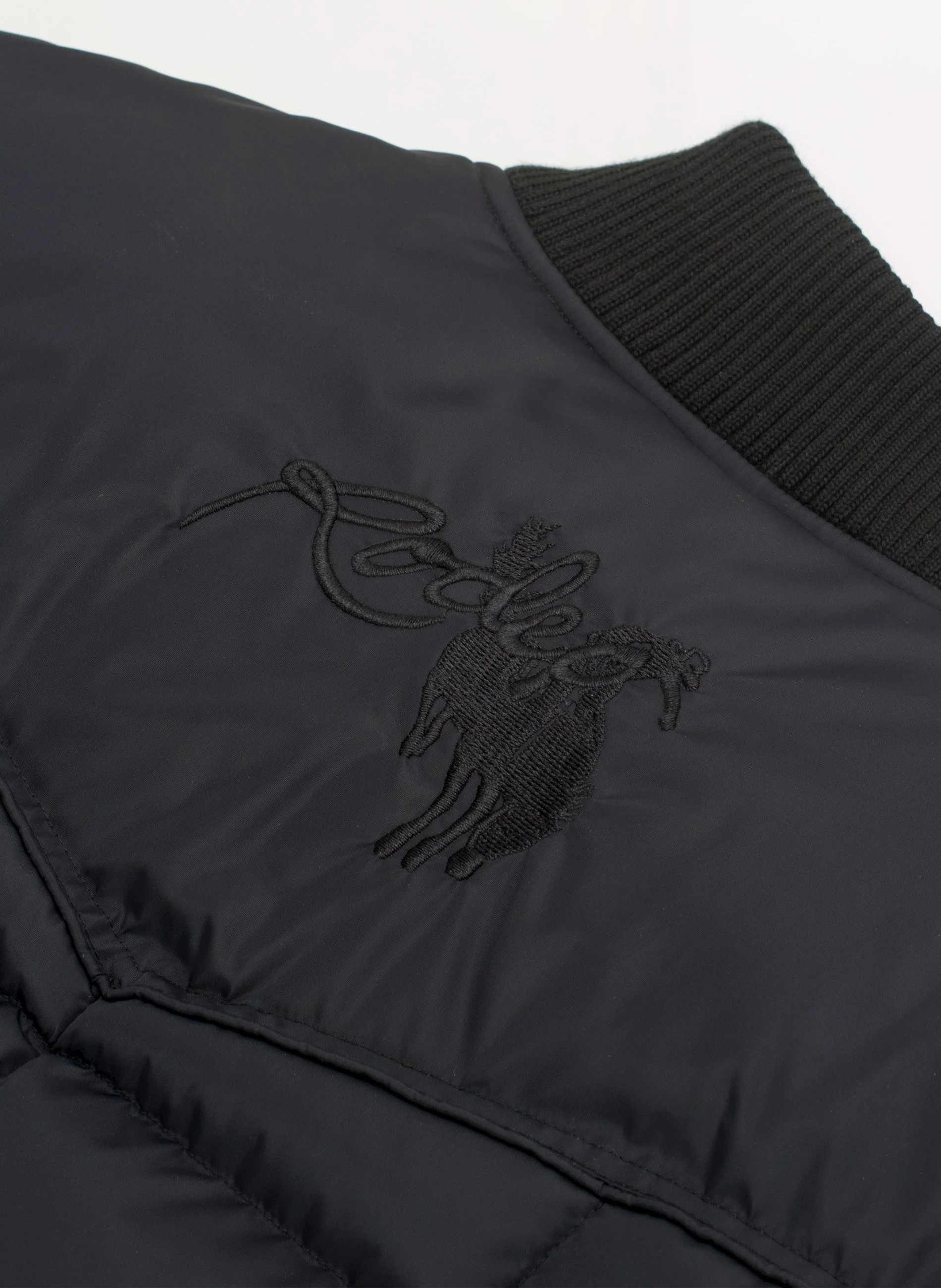Men's Nylon Quilted Puffer Jacket with Embroidery-NJ629/EMB-Black - Image 3