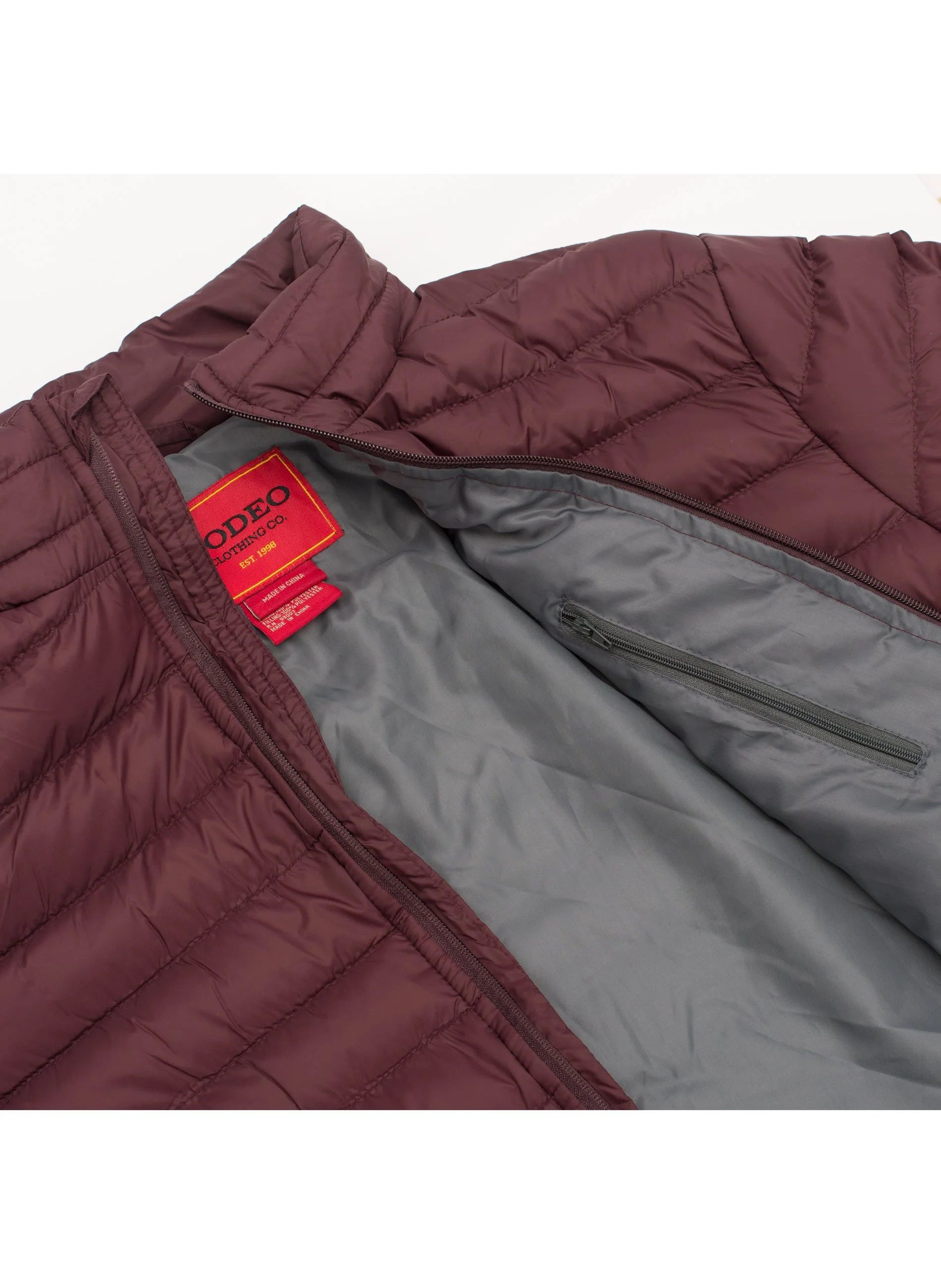 Men's Nylon Quilted Puffer Jacket -NJ640-Burgundy - Image 3