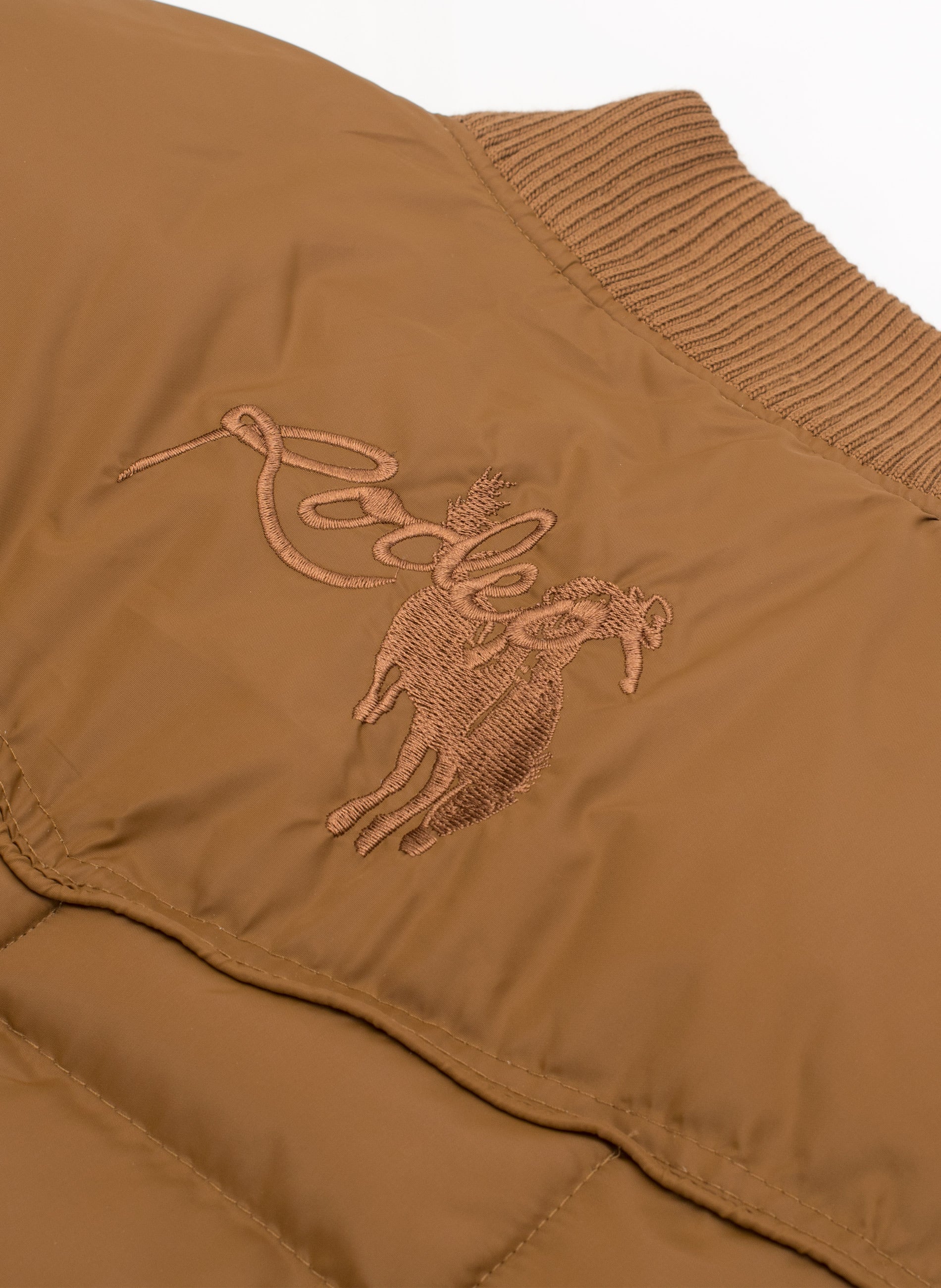 Men's Nylon Quilted Puffer Jacket with Embroidery-NJ629/EMB-Cognac - Image 3