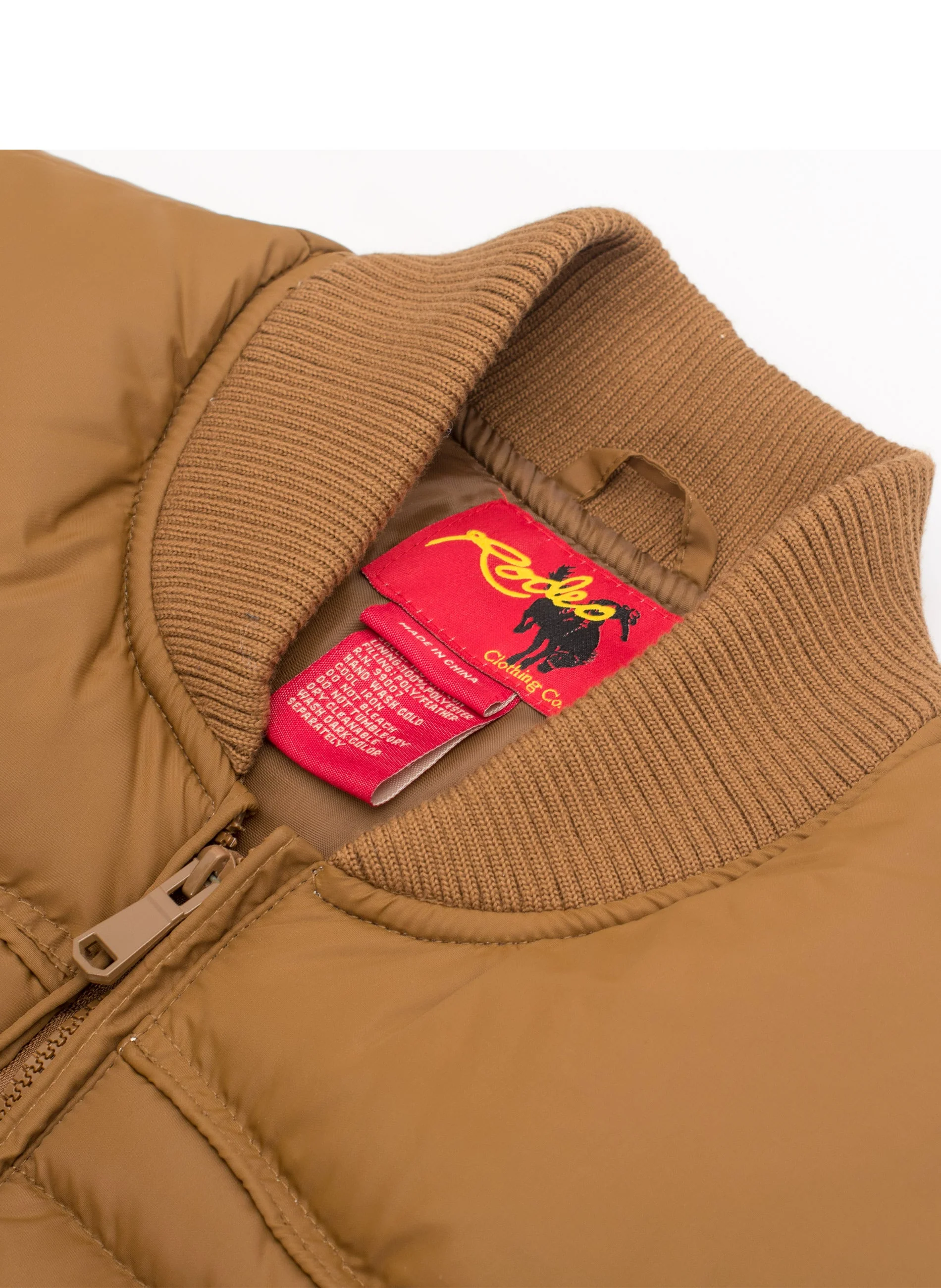 Men's Nylon Quilted Puffer Jacket with Embroidery-NJ629/EMB-Cognac - Image 4