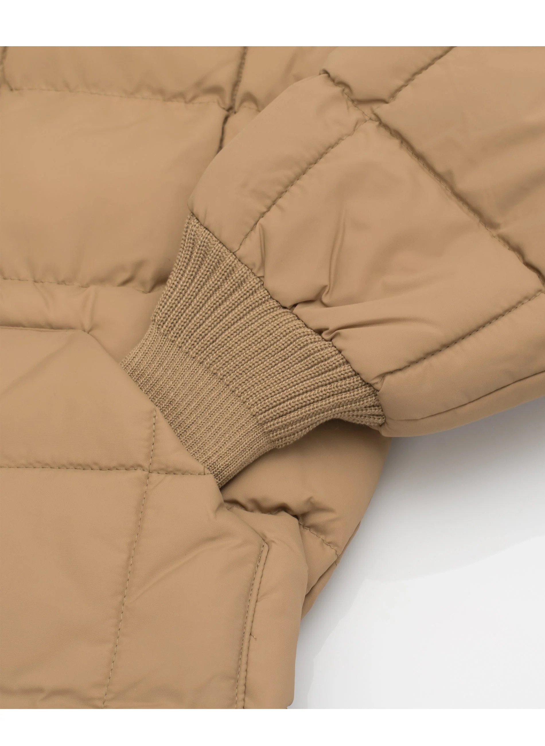 Men's Nylon Quilted Puffer Jacket with Embroidery-NJ629/EMB-Khaki - Image 3