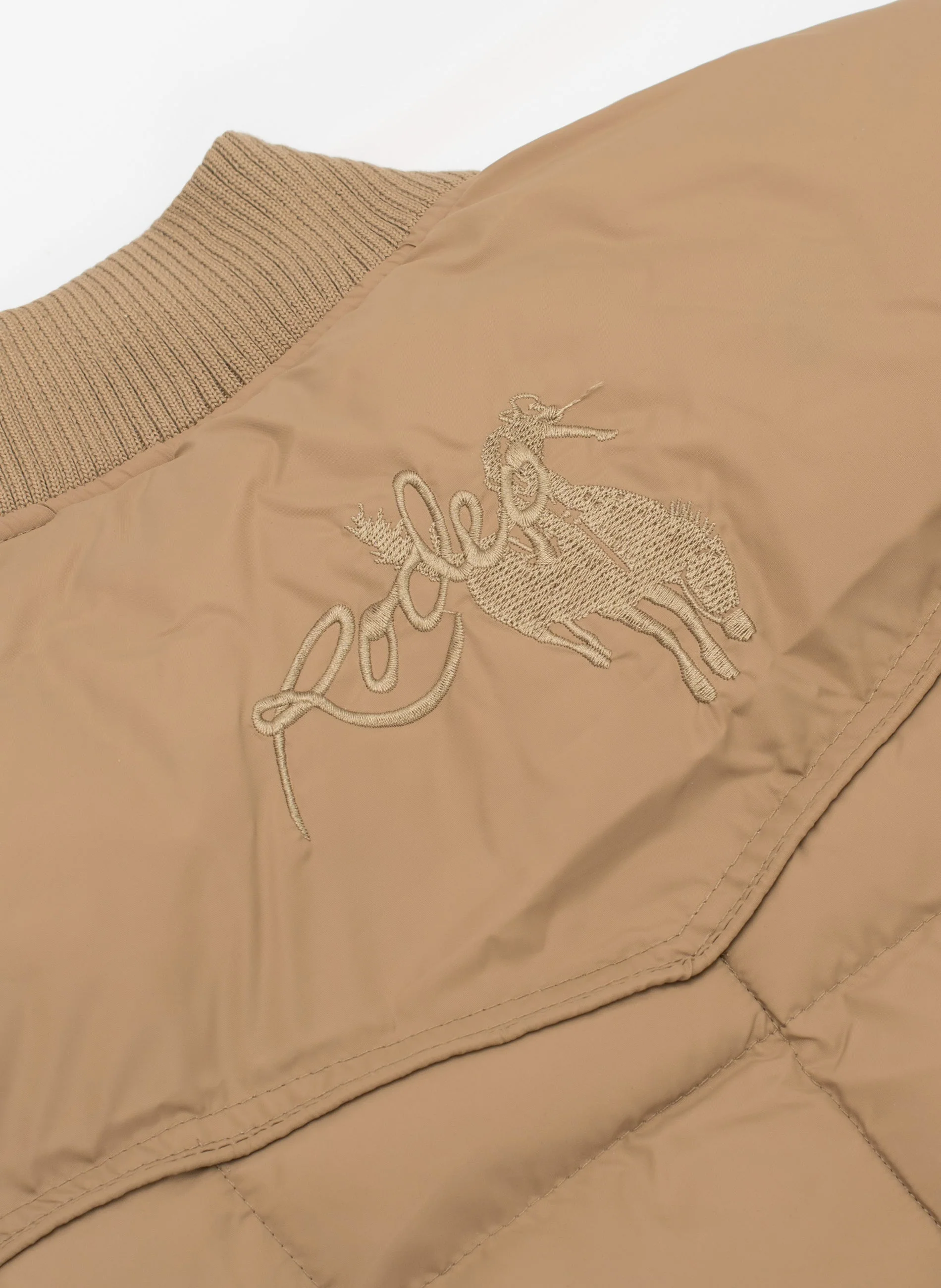 Men's Nylon Quilted Puffer Jacket with Embroidery-NJ629/EMB-Khaki - Image 4