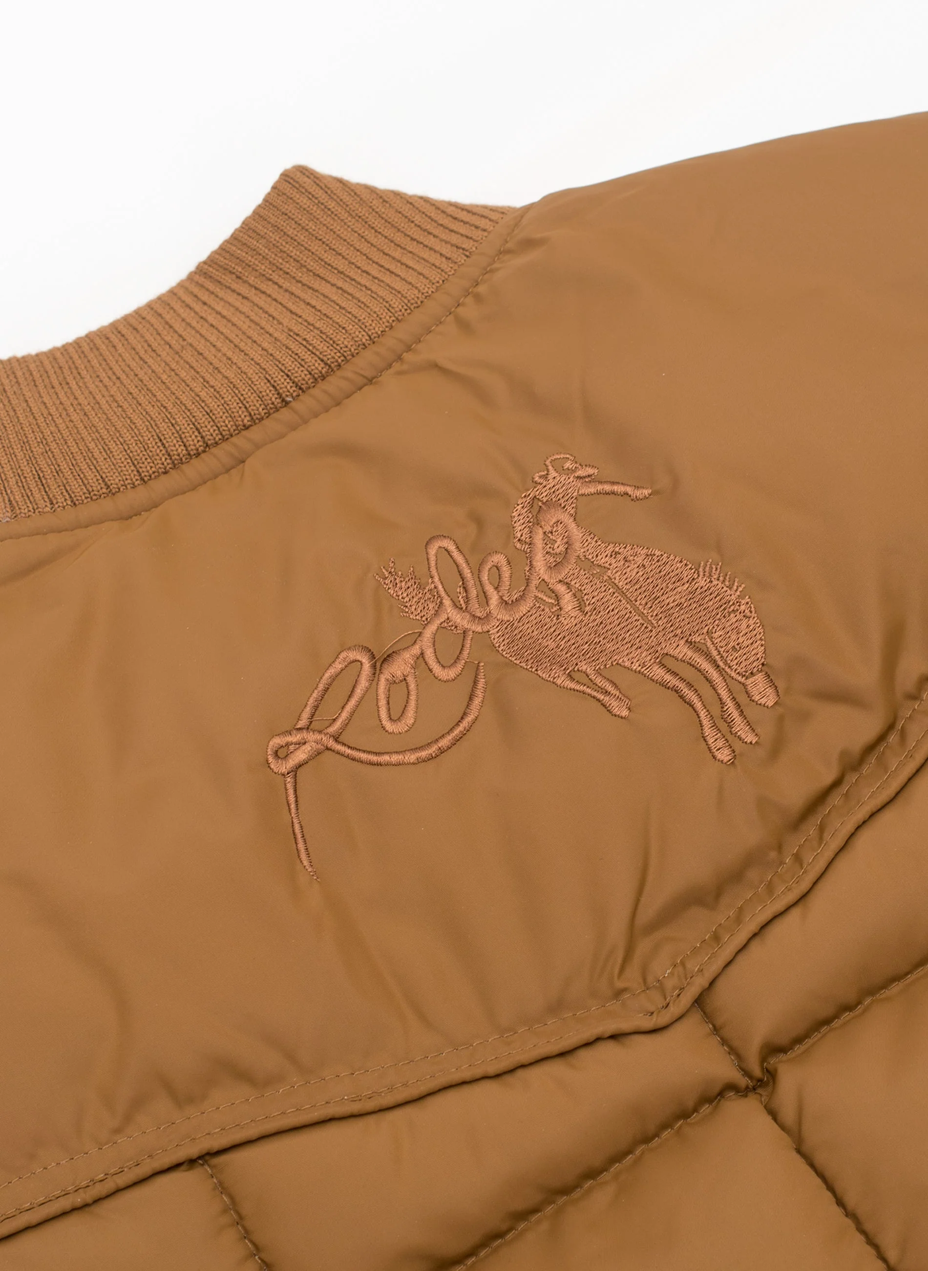 Men's Nylon Quilted Sleeveless Vest With Embroidery-NV629/EMB-COGNAC - Image 5