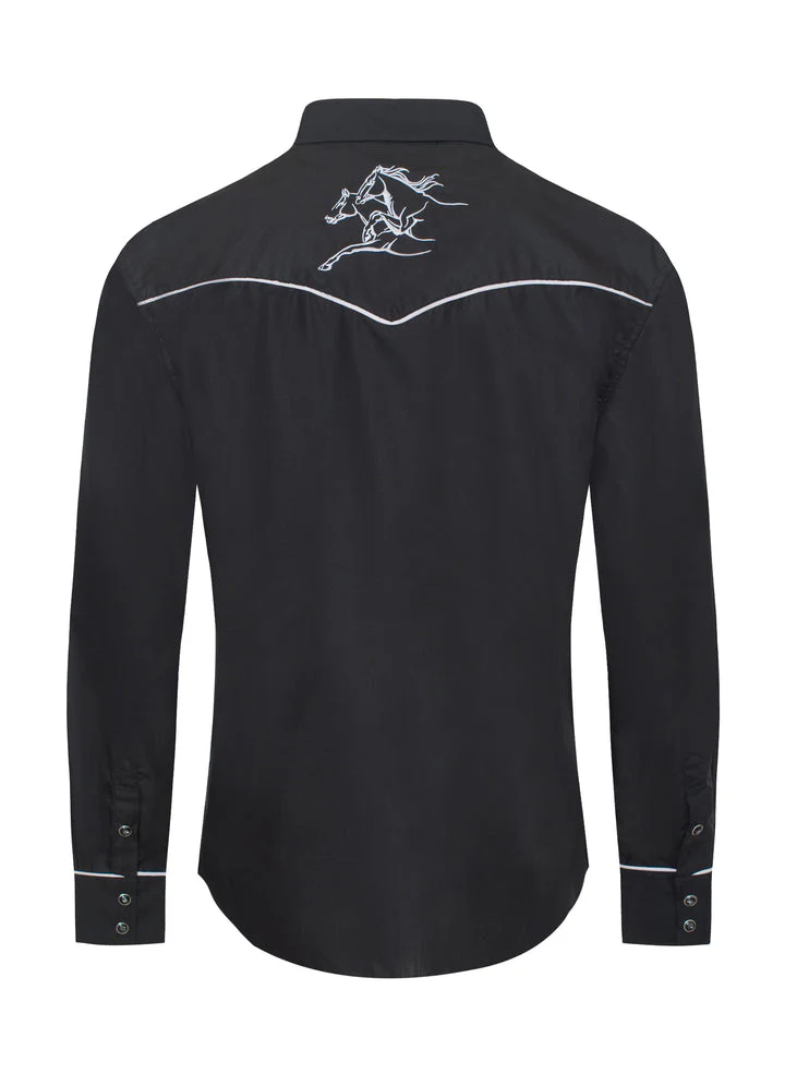 Men's Poly/Cotton L/S Horse Embroidery Western Shirts-PS560L-504 - Image 3