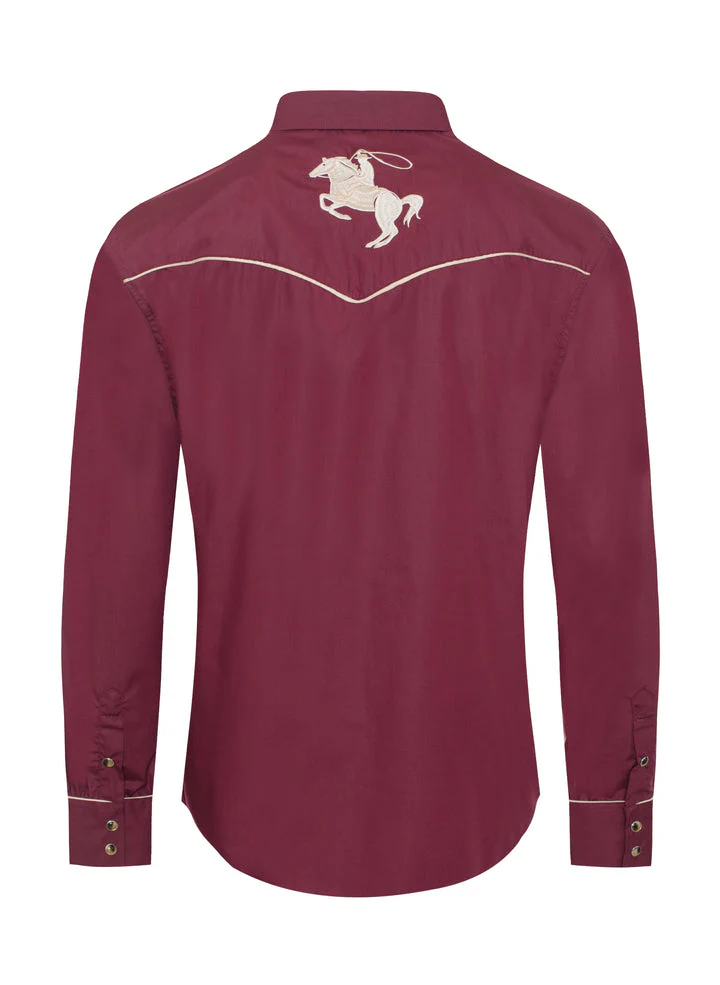 Men's Poly/Cotton L/S Horse Embroidery Western Shirts-PS560L-505 - Image 3