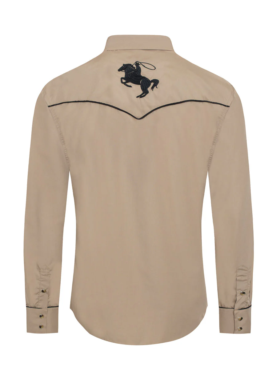 Men's Poly/Cotton L/S Horse Embroidery Western Shirts-PS560L-506 - Image 3