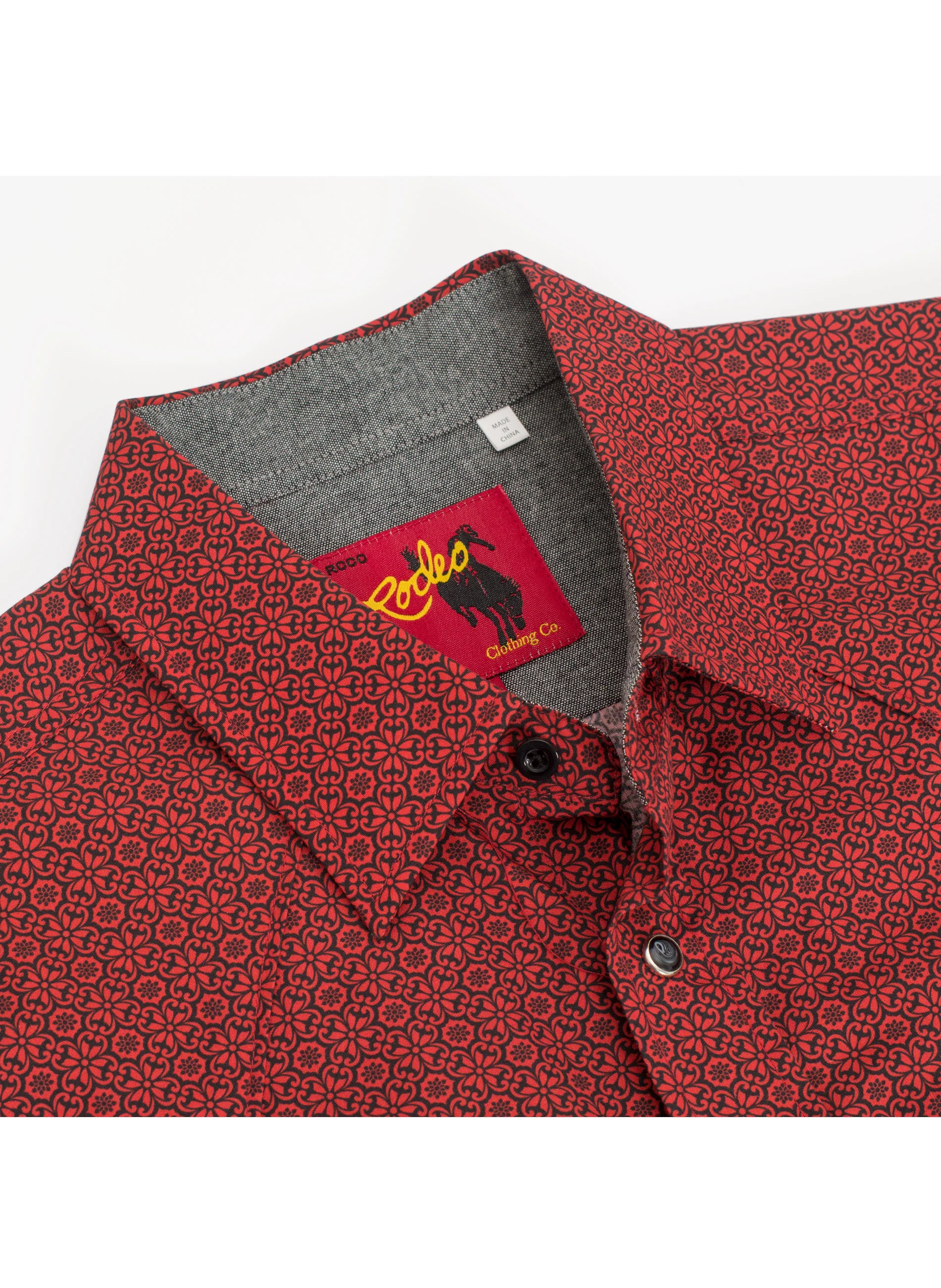 Men's Short Sleeve Pearl Snap Print Shirt-PS100S-1096 - Image 3