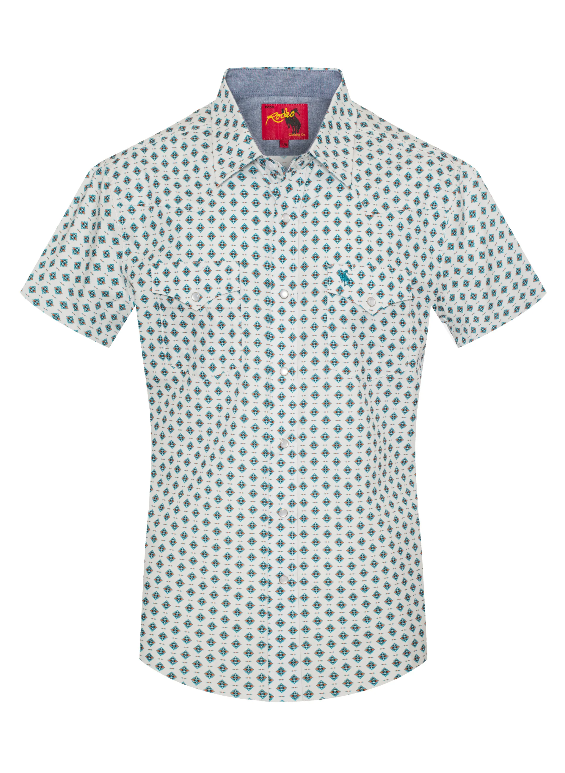 Men's Short Sleeve Pearl Snap Print Shirt-PS100S-1097