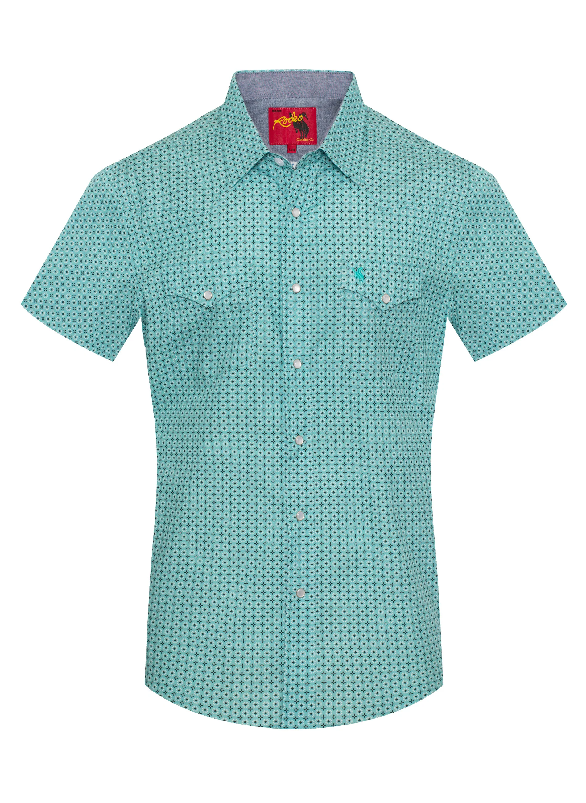 Men's Short Sleeve Pearl Snap Print Shirt-PS100S-1100