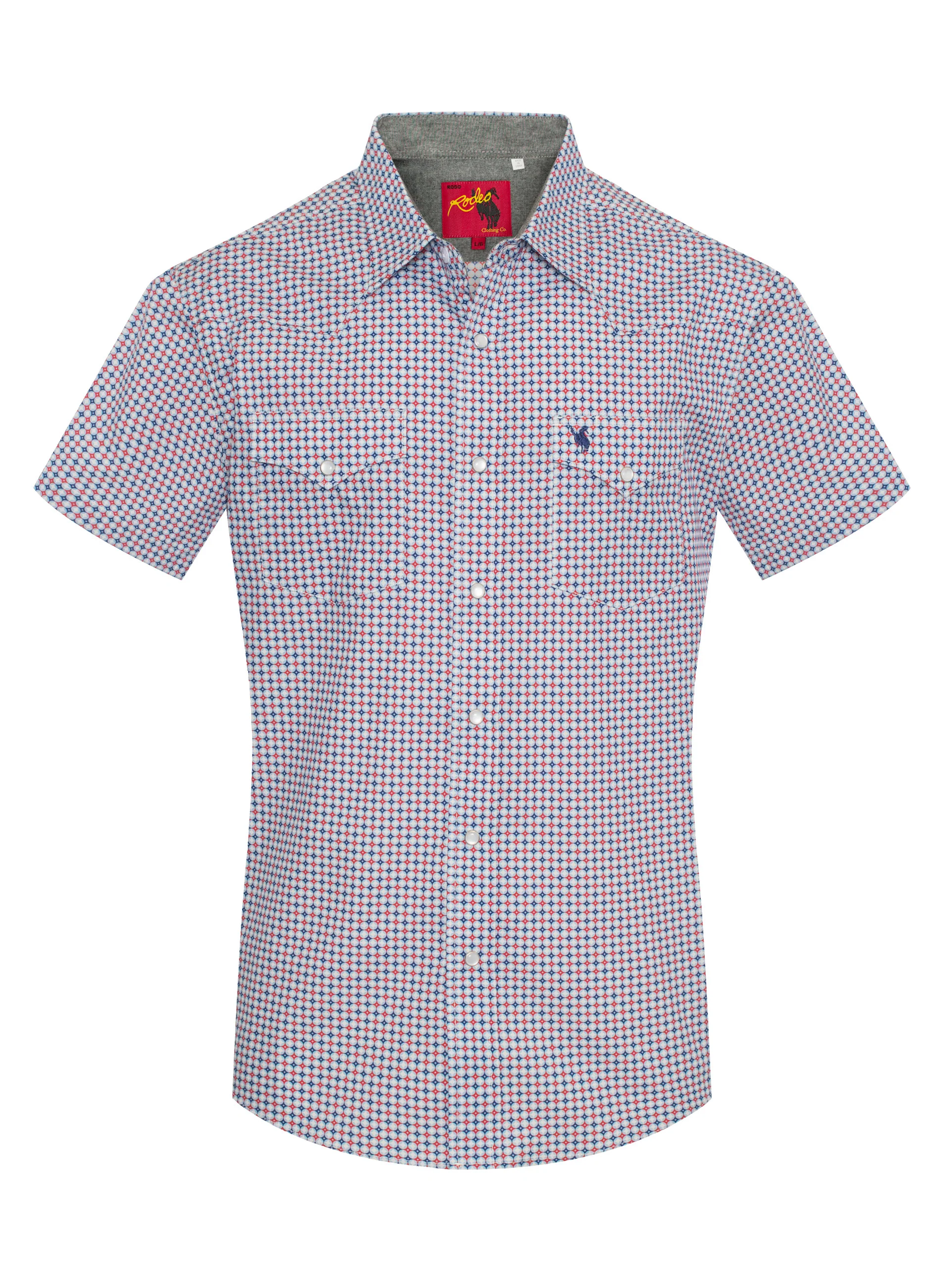Men's Short Sleeve Pearl Snap Print Shirt-PS100S-1102