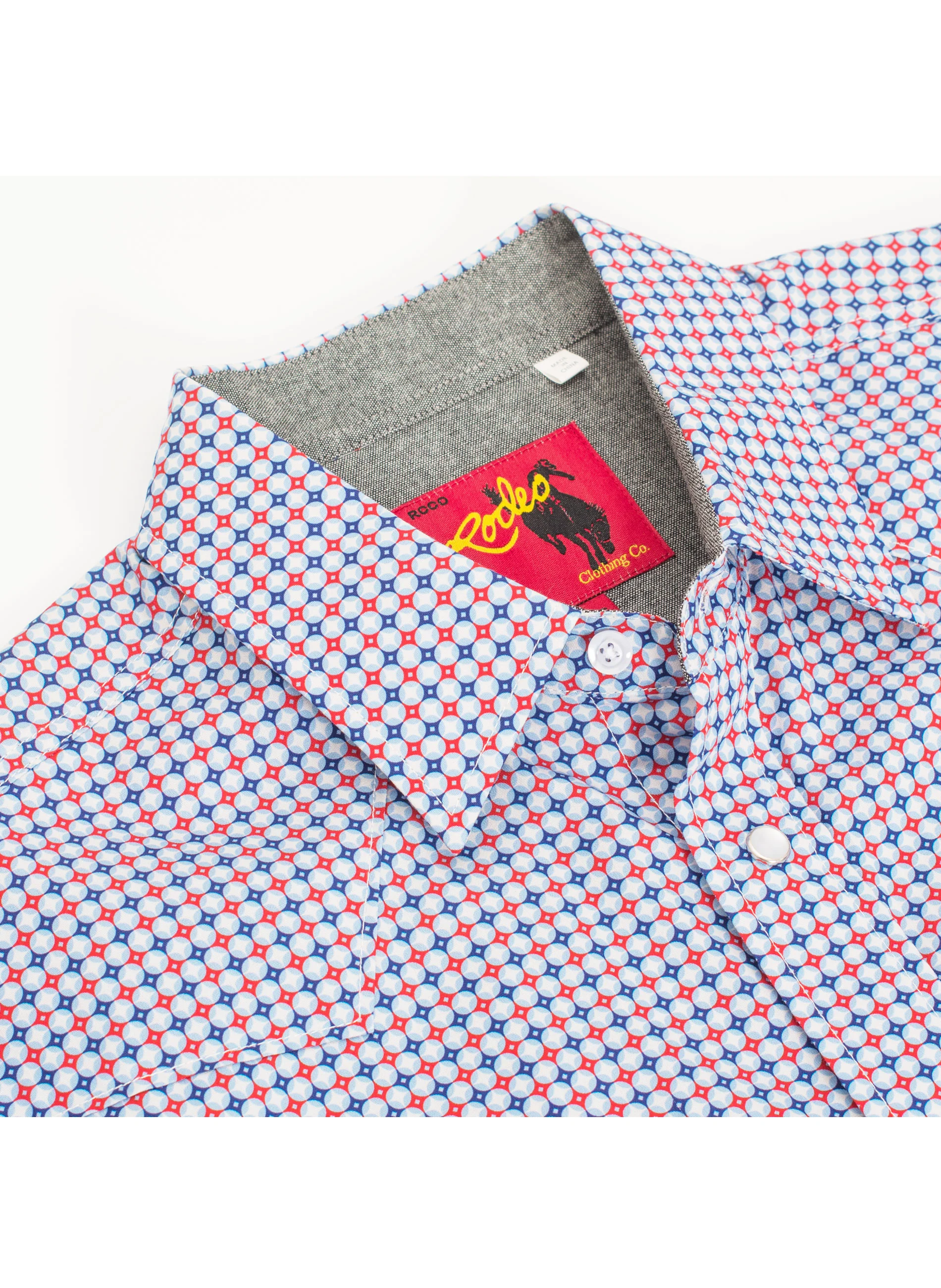 Men's Short Sleeve Pearl Snap Print Shirt-PS100S-1102 - Image 3