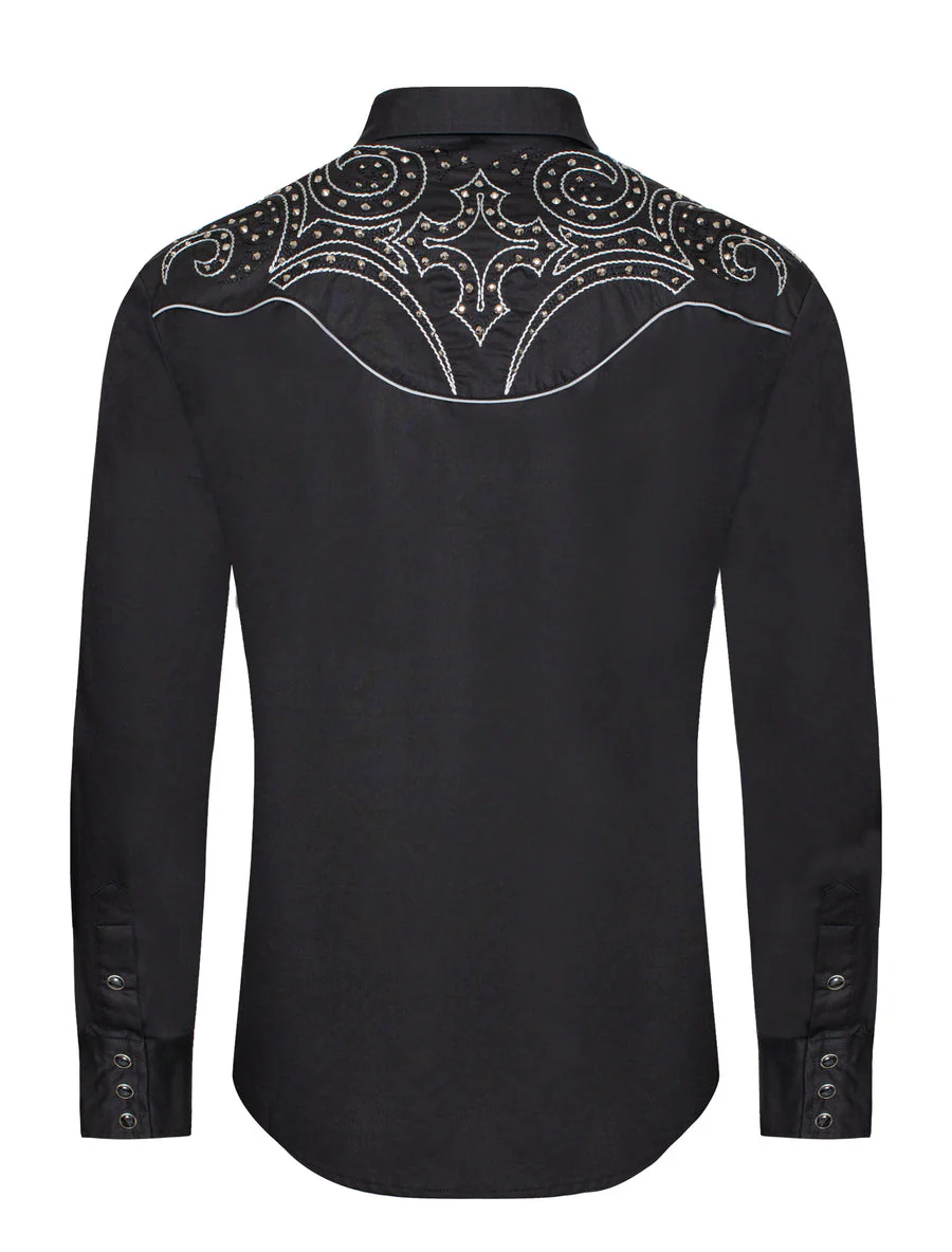 Men's Western Cowboy Embroidery Shirt-PS500D-1001 - Image 2