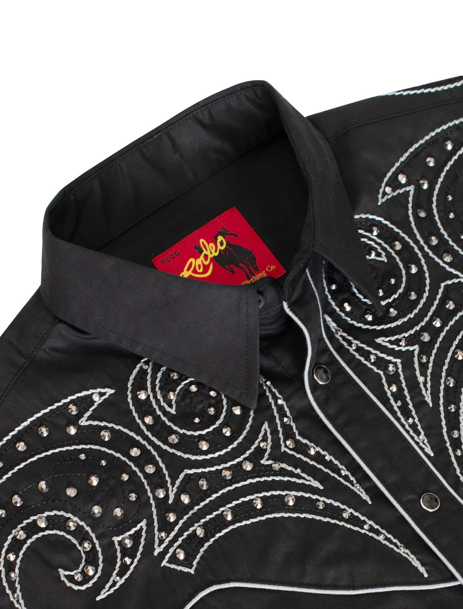 Men's Western Cowboy Embroidery Shirt-PS500D-1001 - Image 3
