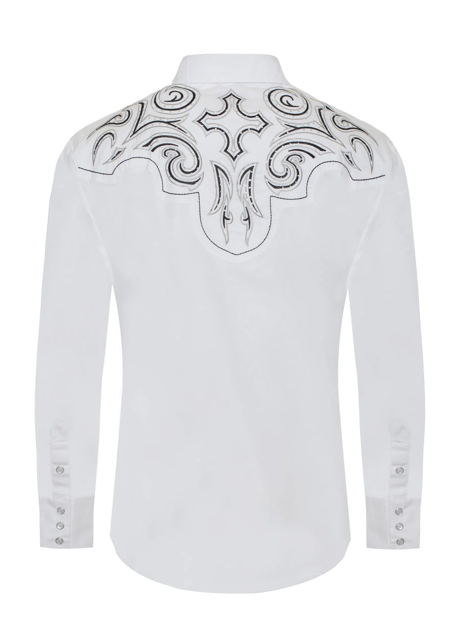Men's Western Cowboy diamond studded Embroidery Shirt-PS500D-1002 - Image 2