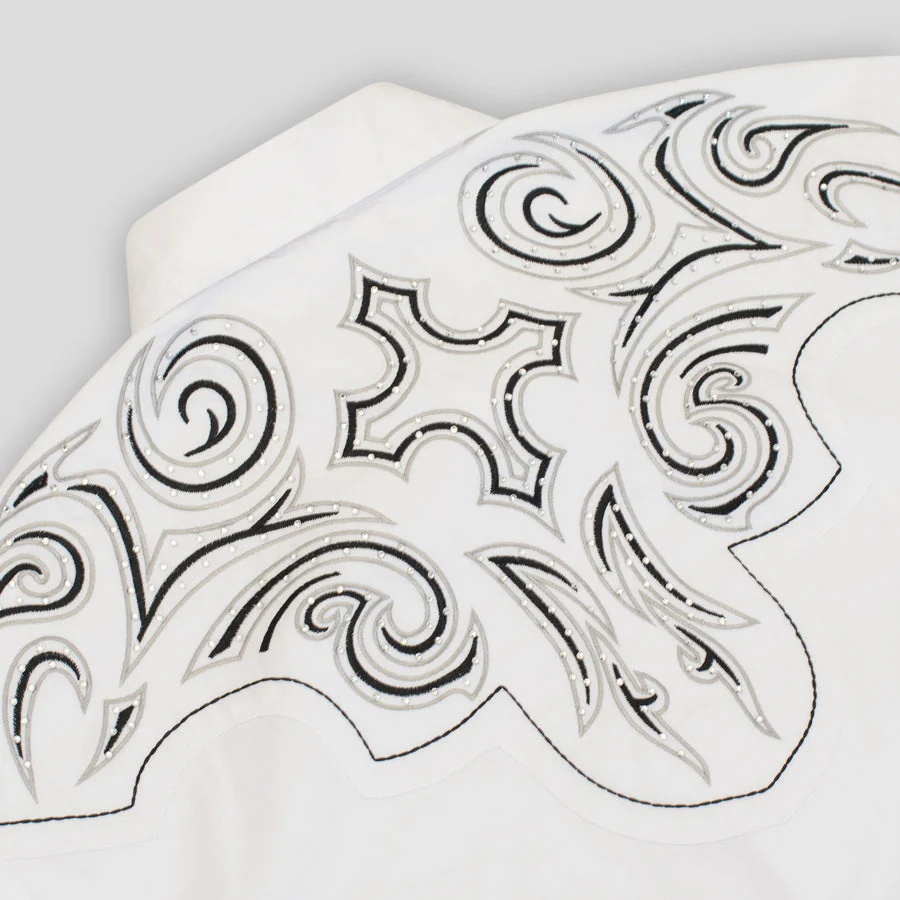 Men's Western Cowboy diamond studded Embroidery Shirt-PS500D-1002 - Image 3