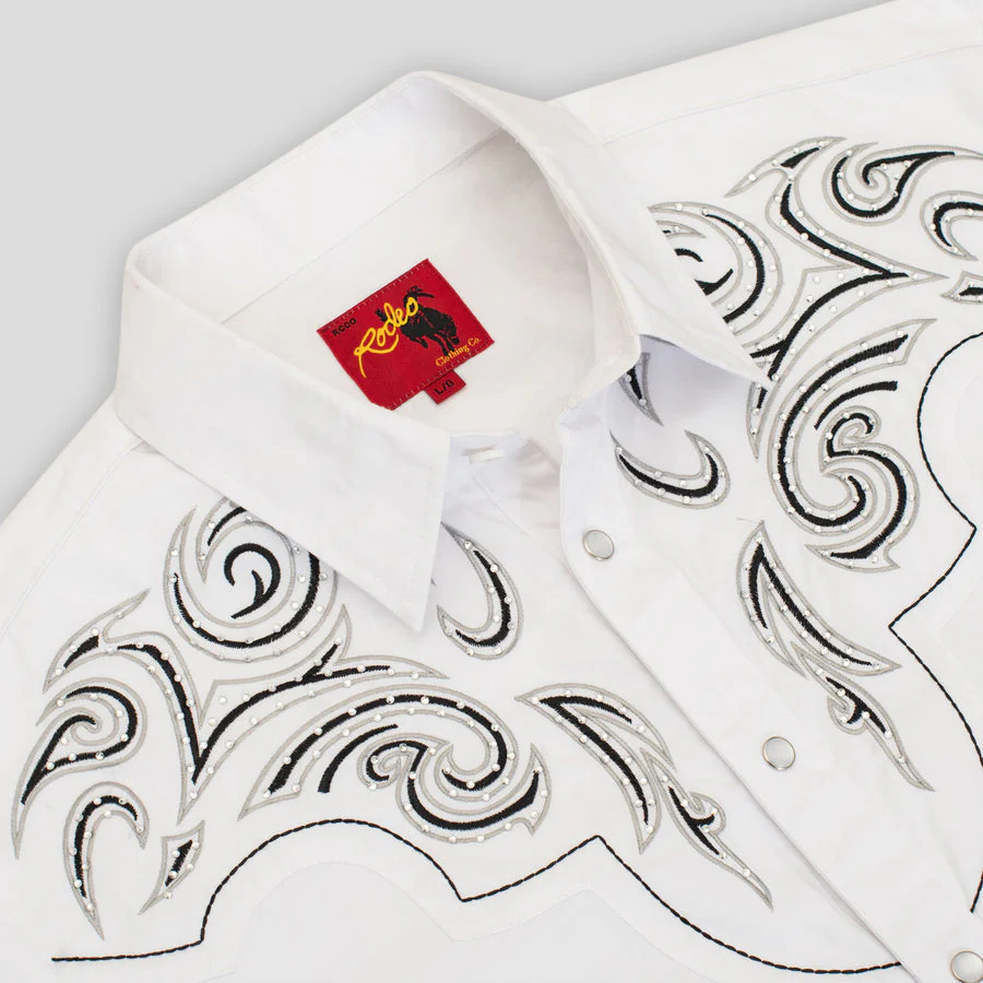 Men's Western Cowboy diamond studded Embroidery Shirt-PS500D-1002 - Image 4