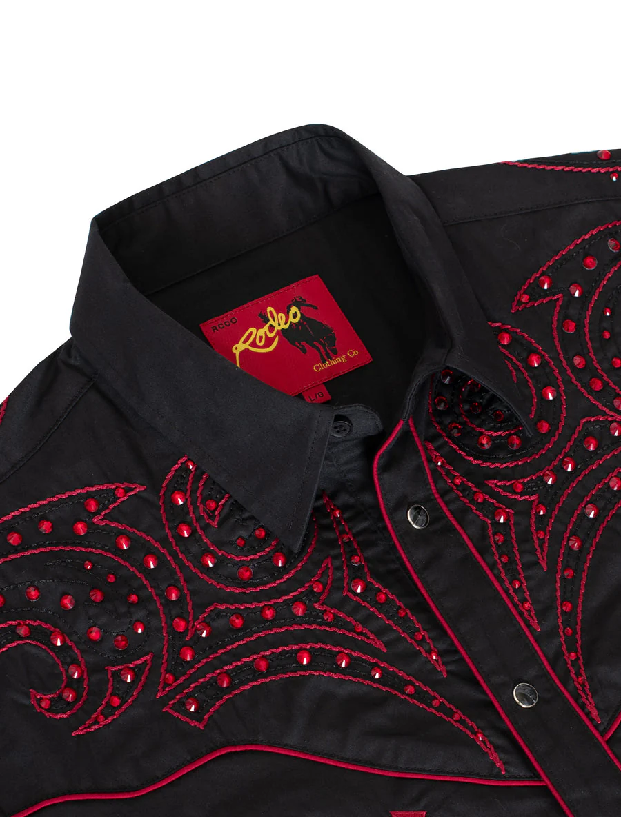 Men's Western Cowboy Embroidery Shirt-PS500D-1004 - Image 3
