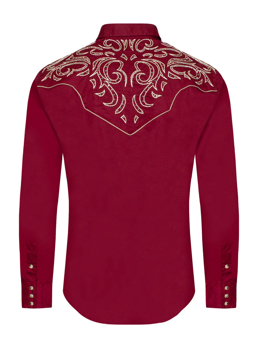 Men's Western Cowboy Embroidery Shirt-PS500D-1003 - Image 3