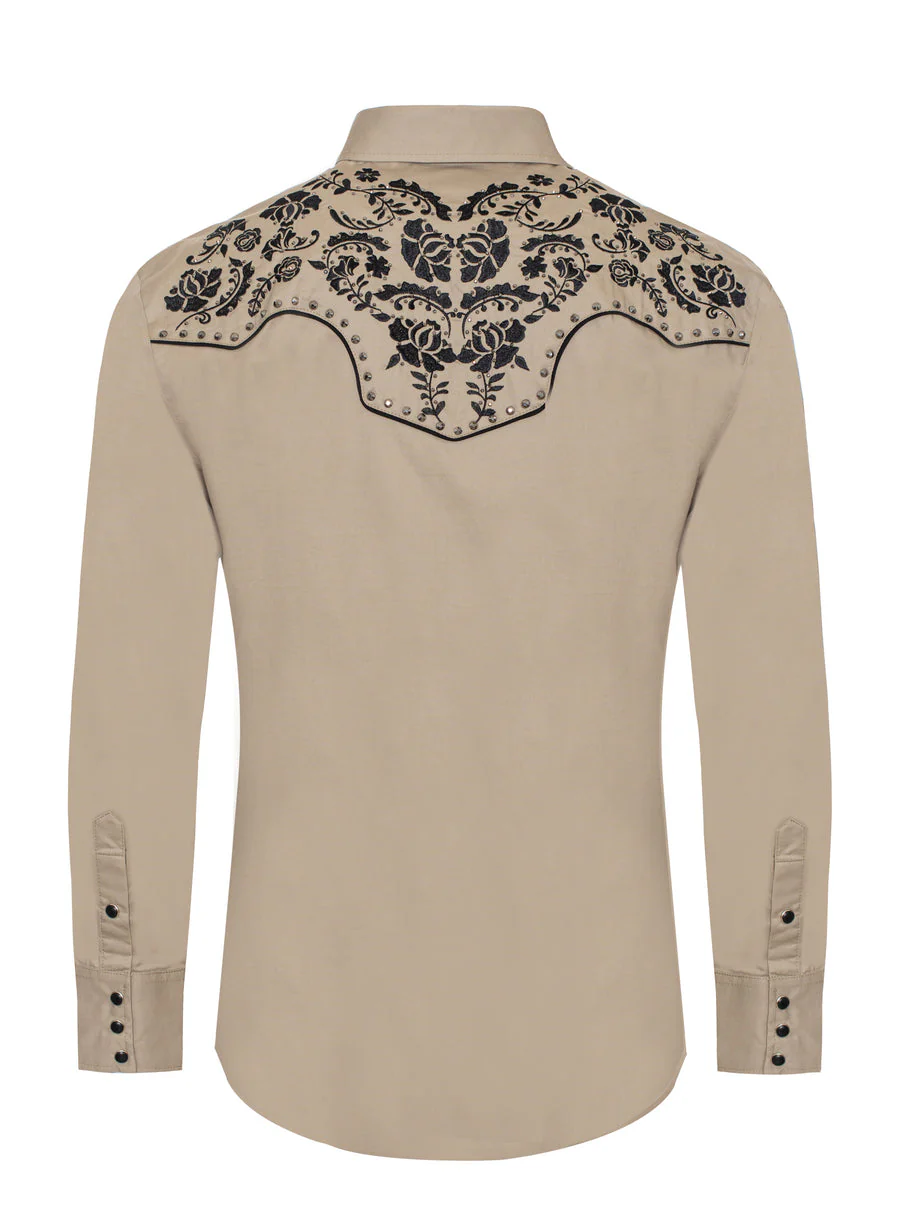 Men's Western Cowboy Embroidery Shirt-PS500D-1009 - Image 4