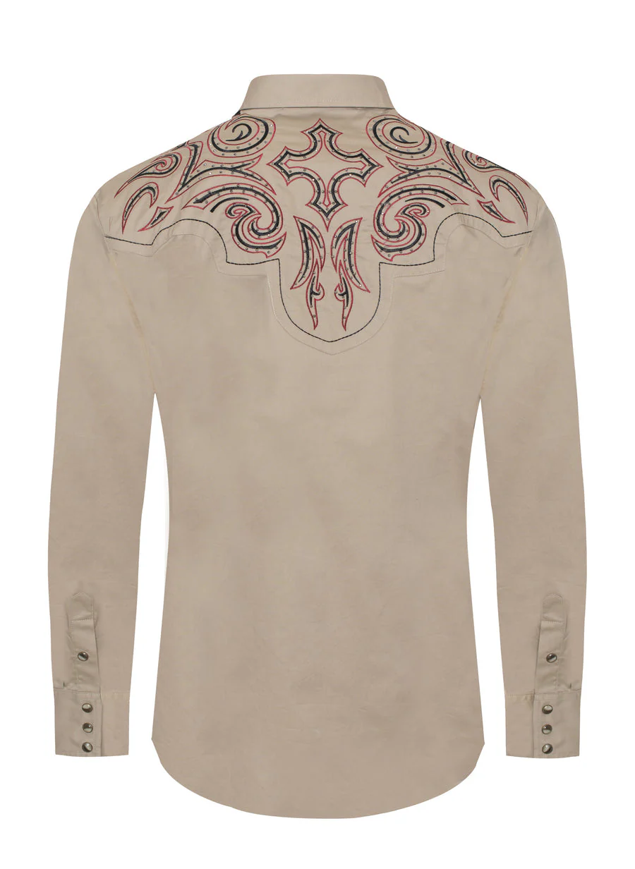 Men's Western Cowboy Embroidery Shirt-PS500D-1014 - Image 3