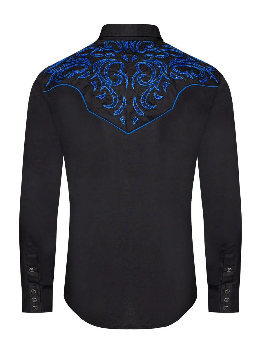 Men's Western Cowboy Embroidery Shirt-PS500D-1006 - Image 2