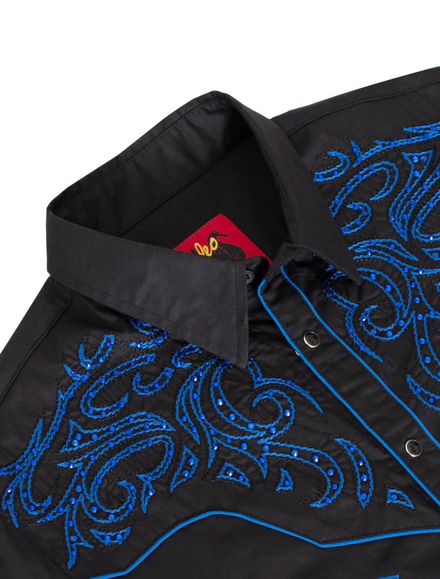 Men's Western Cowboy Embroidery Shirt-PS500D-1006 - Image 3