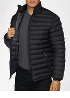 Men's Nylon Quilted Puffer Jacket -NJ640-Black - Image 3