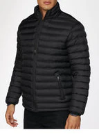 Men's Nylon Quilted Puffer Jacket -NJ640-Black - Image 4