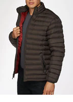 Men's Nylon Quilted Puffer Jacket -NJ640-Brown - Image 4