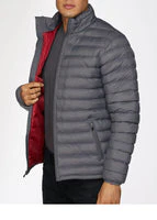 Men's Nylon Quilted Puffer Jacket -NJ640-Charcoal - Image 3