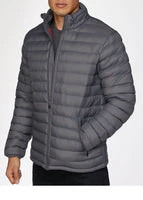 Men's Nylon Quilted Puffer Jacket -NJ640-Charcoal - Image 4