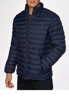 Men's Nylon Quilted Puffer Jacket -NJ640-Navy - Image 4