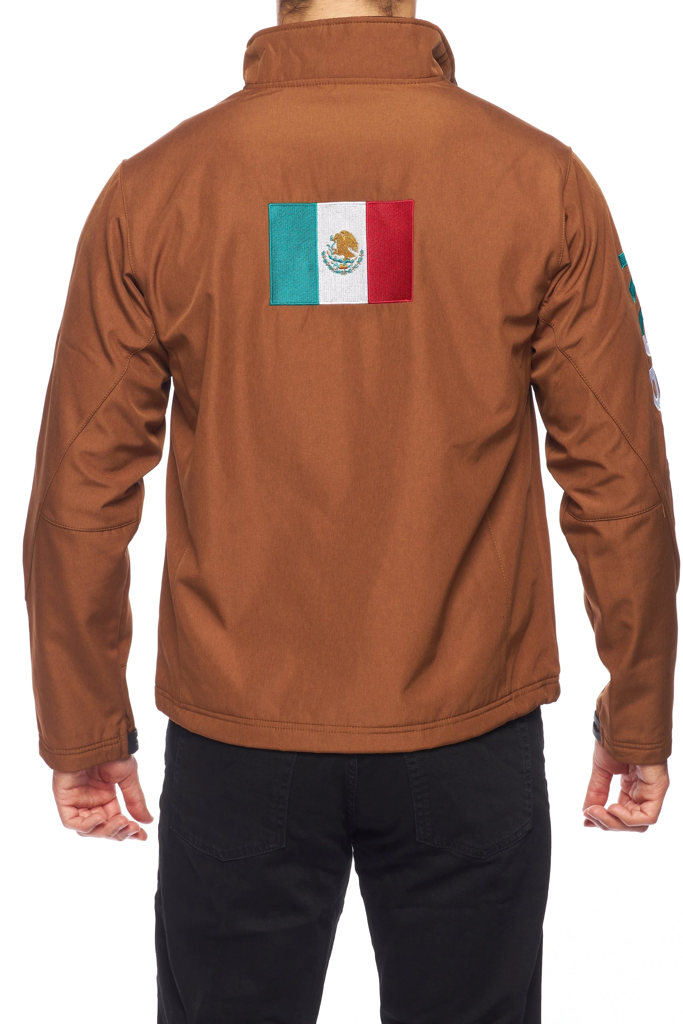 Men's Soft Shell Bonded Jacket -NJ650-EMB-MEX-COGNAC
