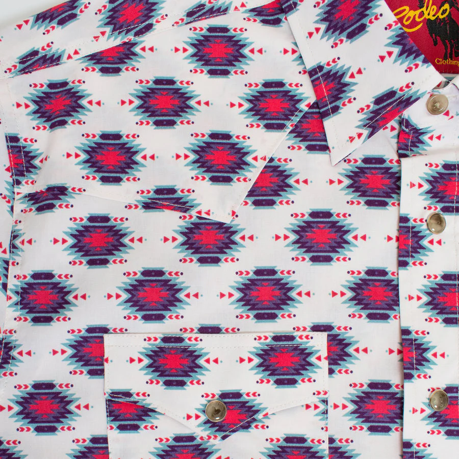 Men's Western Pearl Snap Aztec Print Shirt - PS100L-183 - Image 4