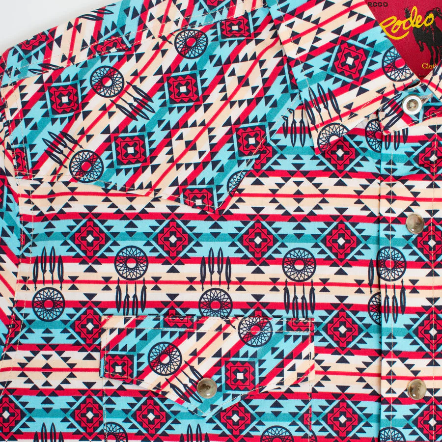 Men's Western Pearl Snap Aztec Print Shirt - PS100L-184 - Image 3