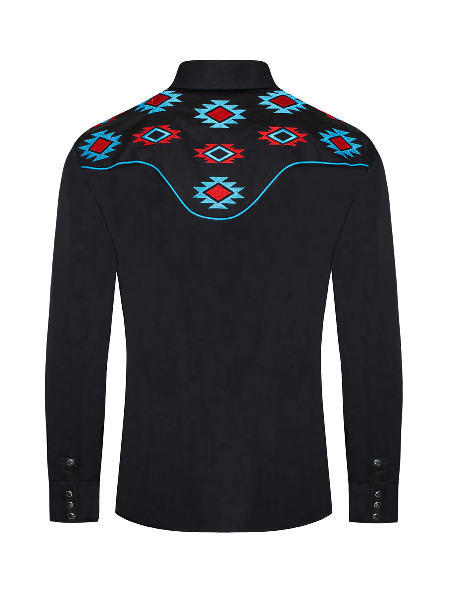 Men's Western Cowboy Embroidery Shirt -PS500L-572 - Image 2
