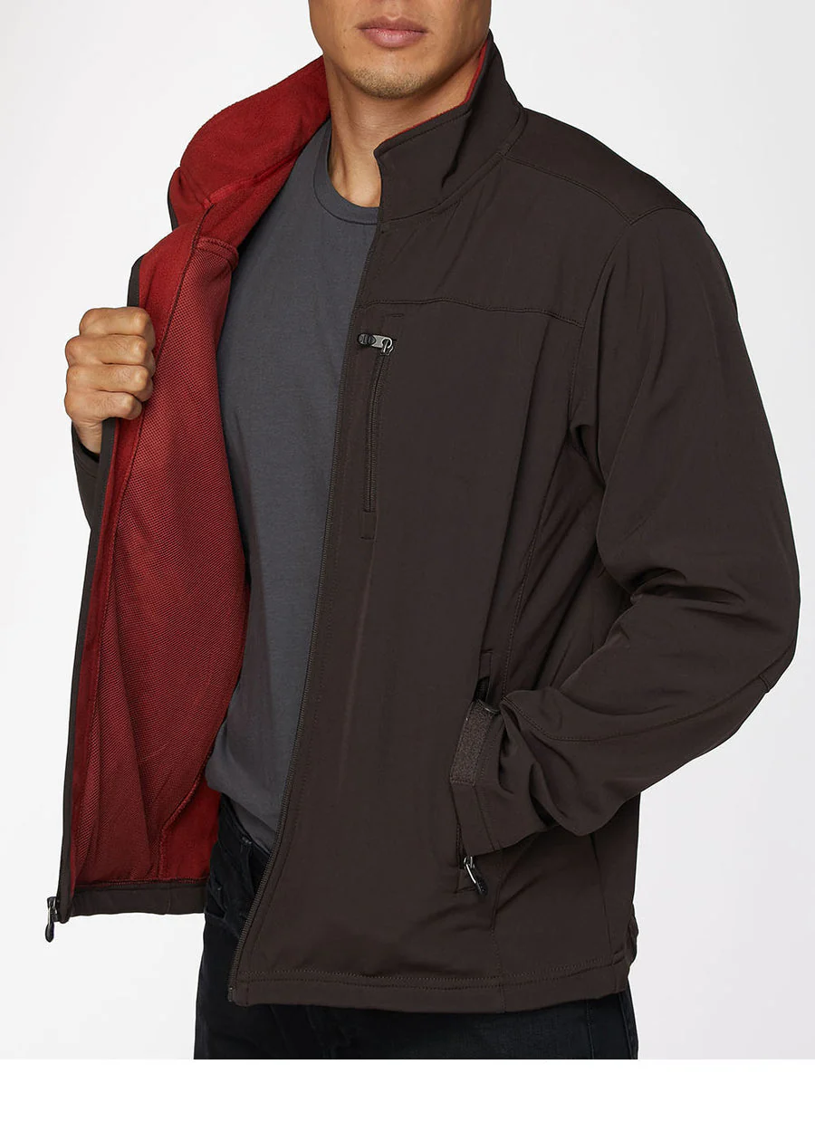 Men's Soft Shell Bonded Jacket With Western Aztec Print -NJ650EMB-AZ-BROWN-RUST - Image 3