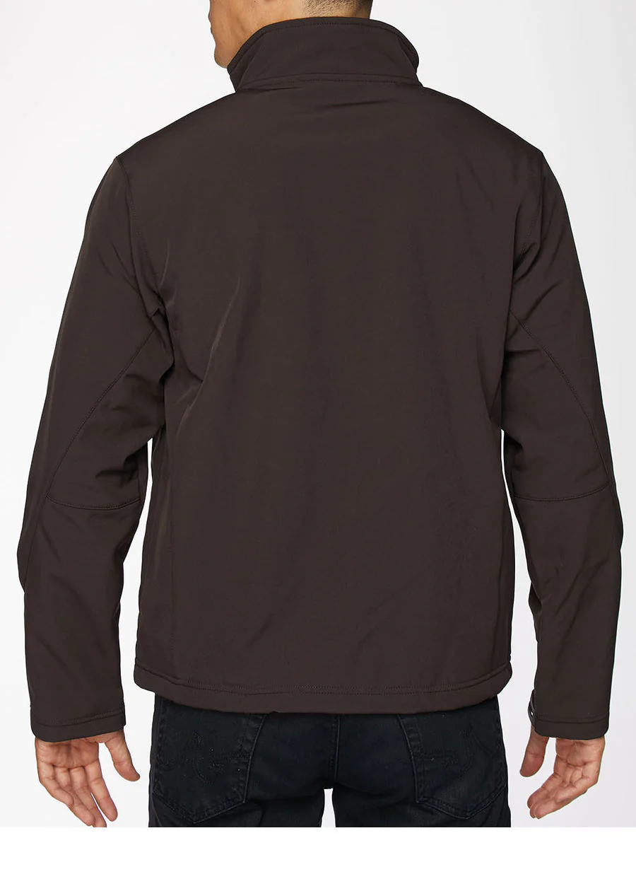 Men's Soft Shell Bonded Jacket With Western Aztec Print -NJ650EMB-AZ-BROWN-RUST - Image 4