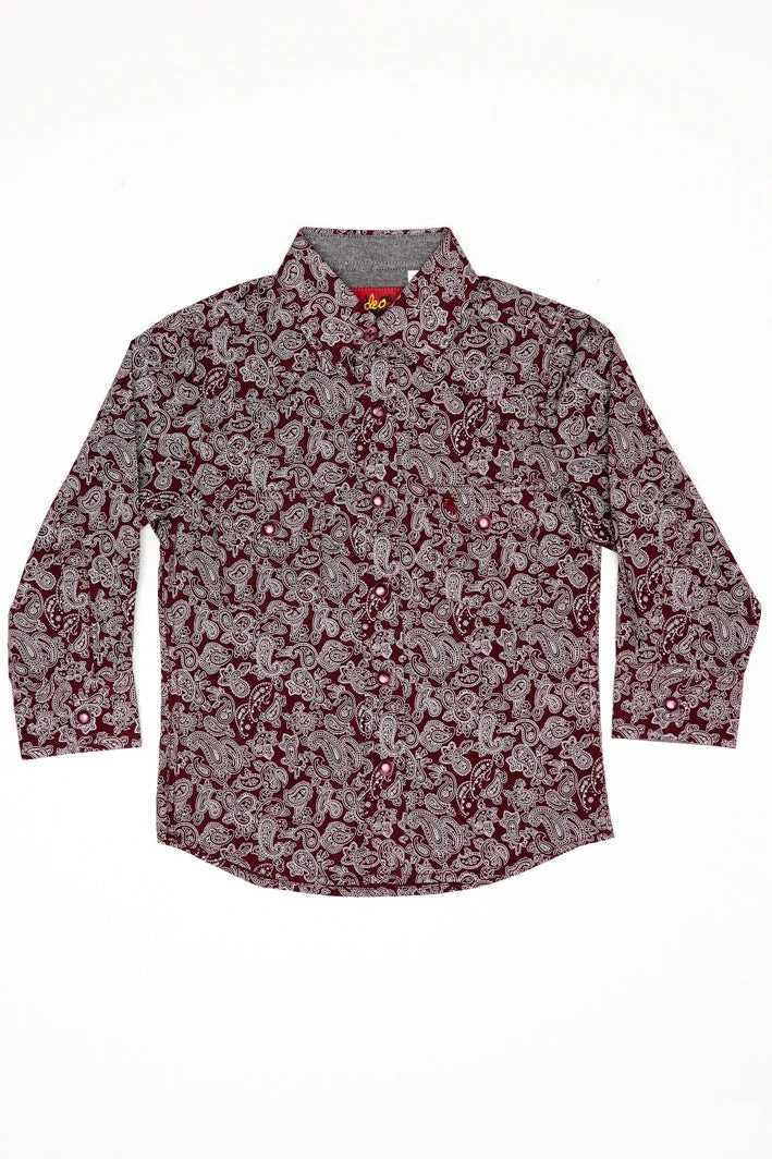 Kids Western Pearl Snaps Print Shirt-PS100K-112 - Image 3