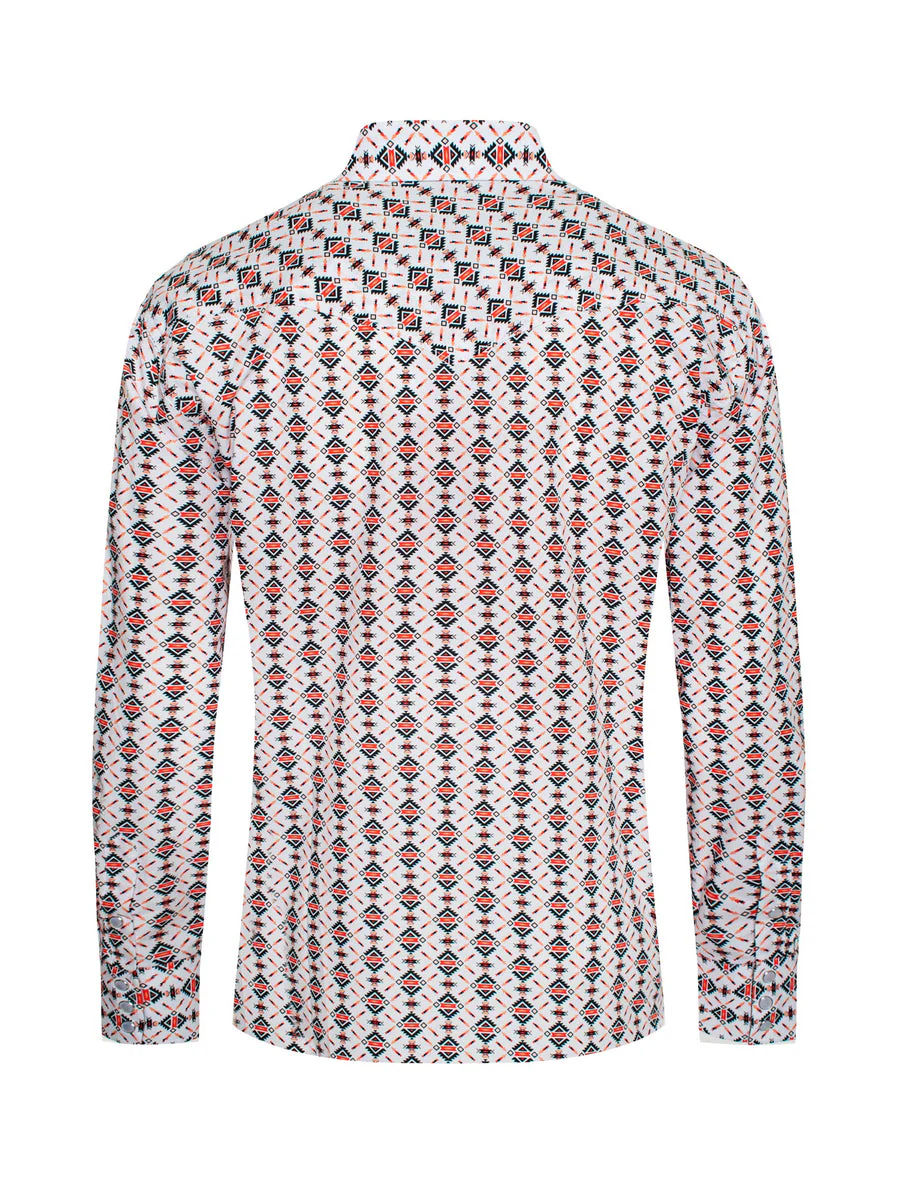 Men's Western Pearl Snap Aztec Print Shirt - PS100L-181 - Image 3