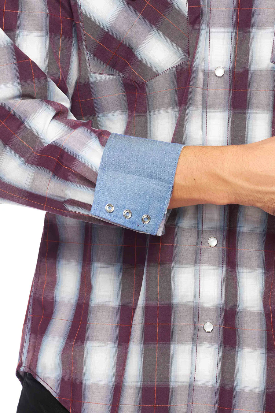 Men's Western Long Sleeve Pearl Snap Plaid Shirt - PS400-405 - Image 2