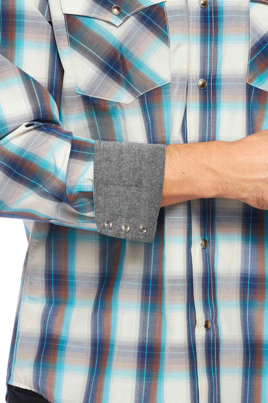 Men's Western Long Sleeve Pearl Snap Plaid Shirt - PS400-409 - Image 3