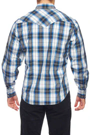 Men's Western Long Sleeve Pearl Snap Plaid Shirt -PS400-471 - Image 2