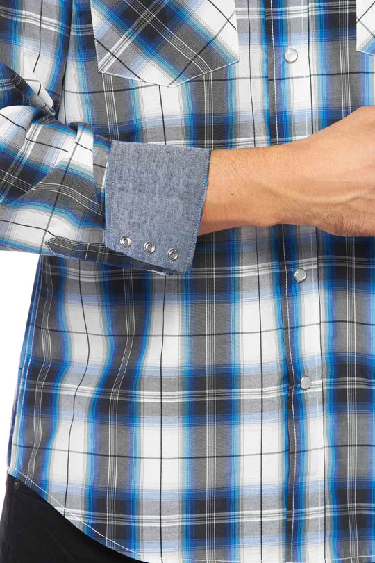 Men's Western Long Sleeve Pearl Snap Plaid Shirt -PS400-471 - Image 3