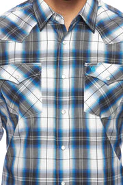 Men's Western Long Sleeve Pearl Snap Plaid Shirt -PS400-471 - Image 4