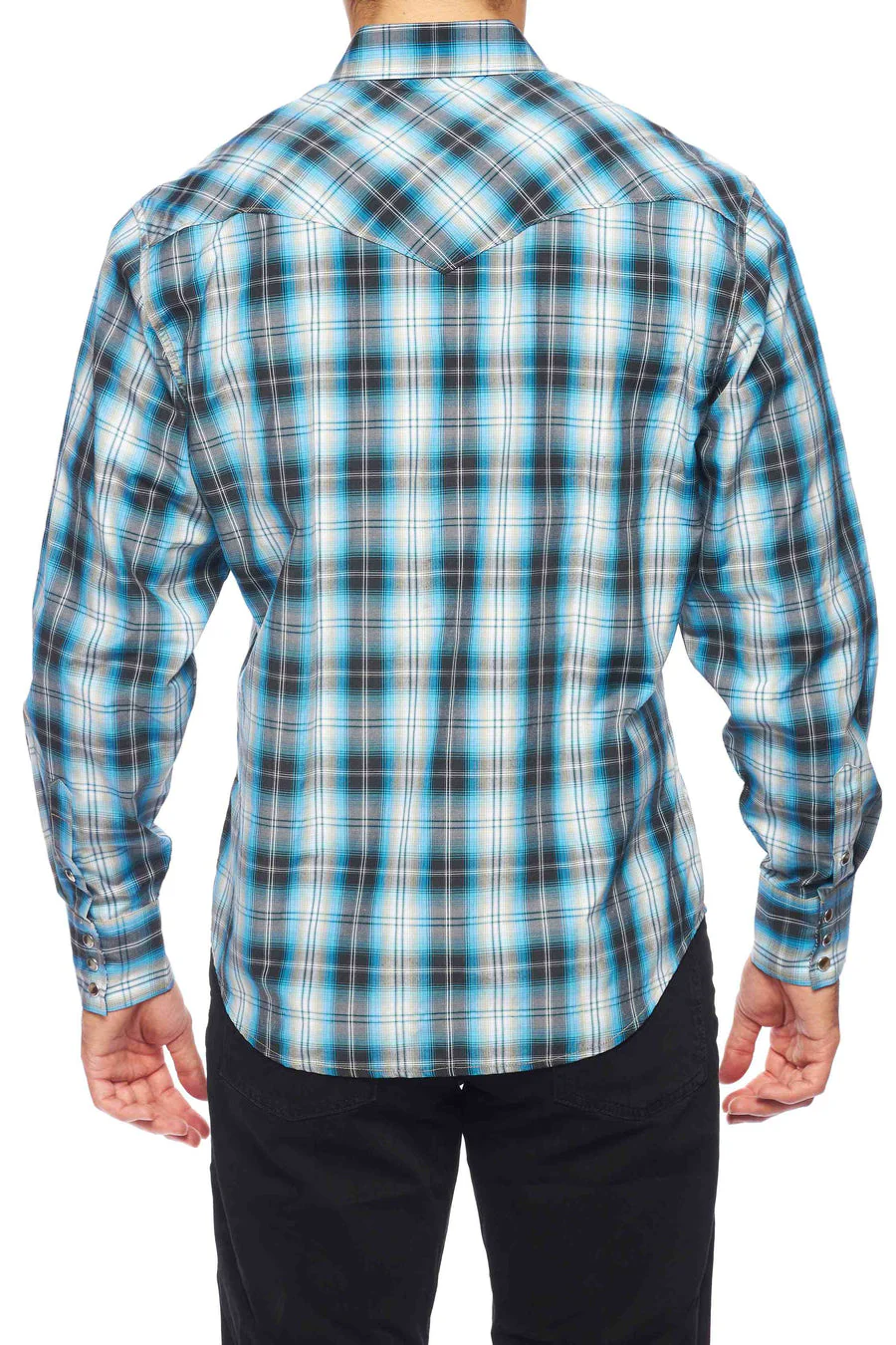 Men's Western Long Sleeve Pearl Snap Plaid Shirt -PS400-478 - Image 3